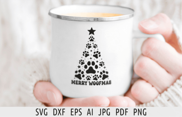 Christmas Tree Svg Dog Paw Merry Woofmas