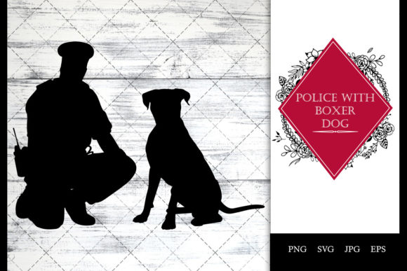 Police Cop with Boxer Dog Sitting SVG Review